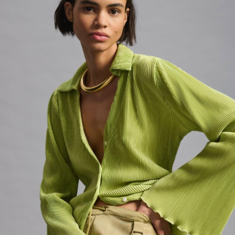 Anthropologie Dolan Button Down With Long, Flare … - image 4